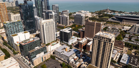 Aerial view of Chicago's South Loop