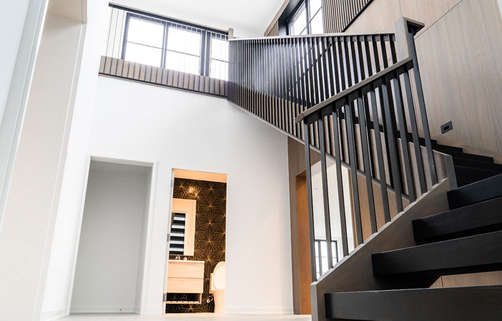 Modern staircase at 1400 West Monroe luxury condos