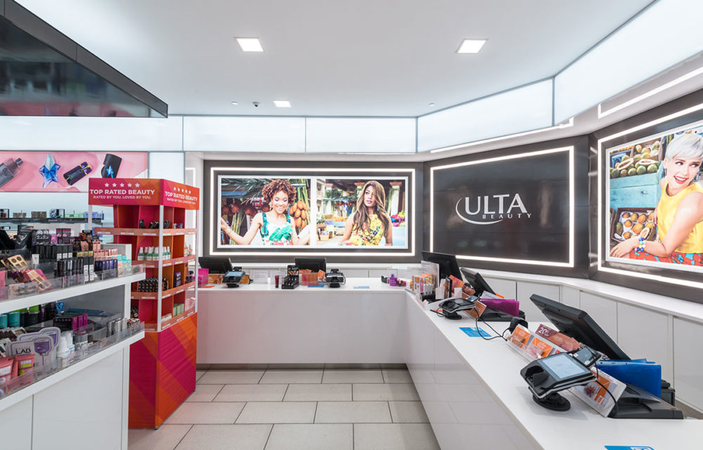 Checkout counters at the Ulta Beauty store