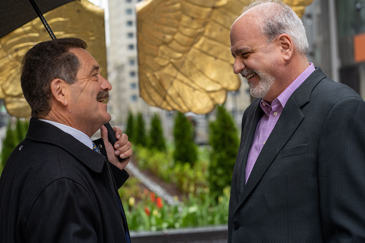 Congressman Garcia and Dean Kutrumanes talk