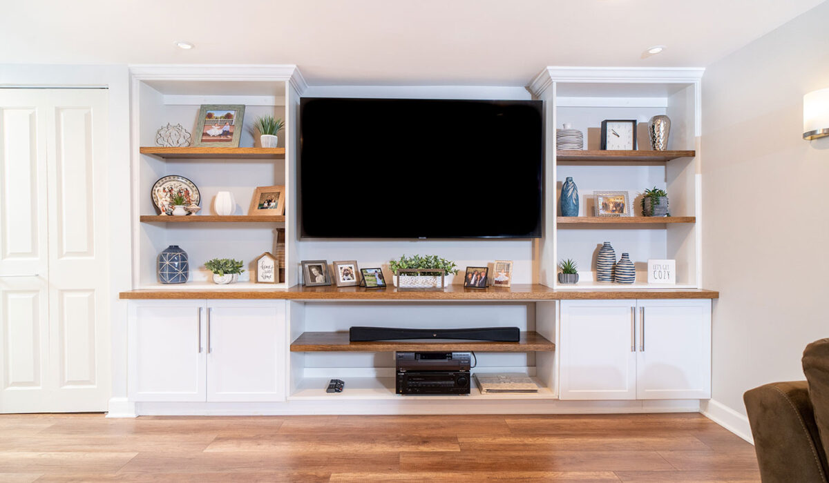 Basement remodel/TV room in Schaumburg home