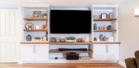 Basement remodel/TV room in Schaumburg home