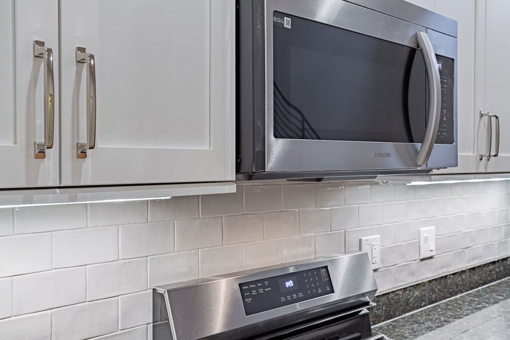 Stainless steel kitchen upgrades within Evanston apartment